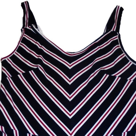 Dress Junior Jumper Sundress Sleeveless Stretchy Jersey Knit stripe retro summer - Picture 4 of 6